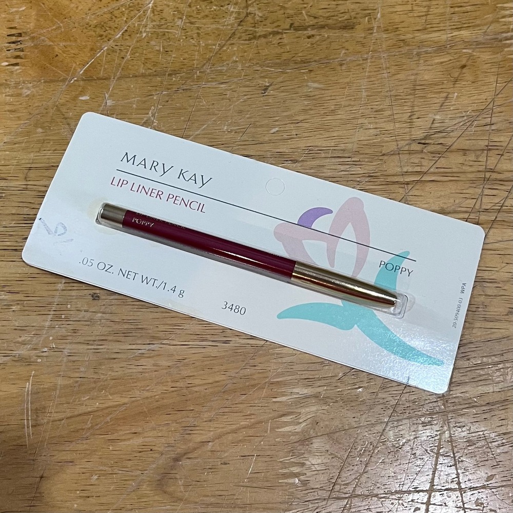 Vtg Mary Kay Lip Liner Pencil Poppy 3480 Red Pink‎ 0.05 oz New NIP Retro Makeup